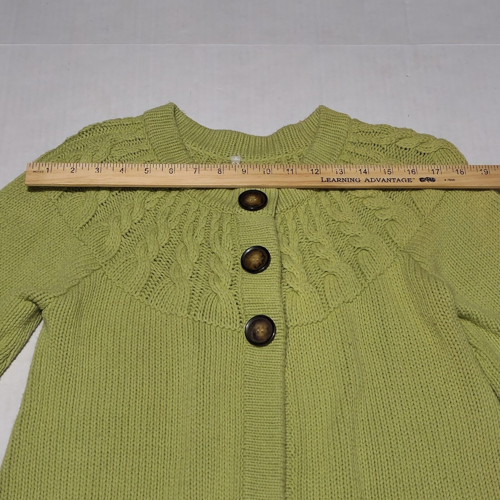 Women's Green Cardigan Cable Knit Buttons Pockets Casual Cottagecore Boho Large - Picture 5 of 14